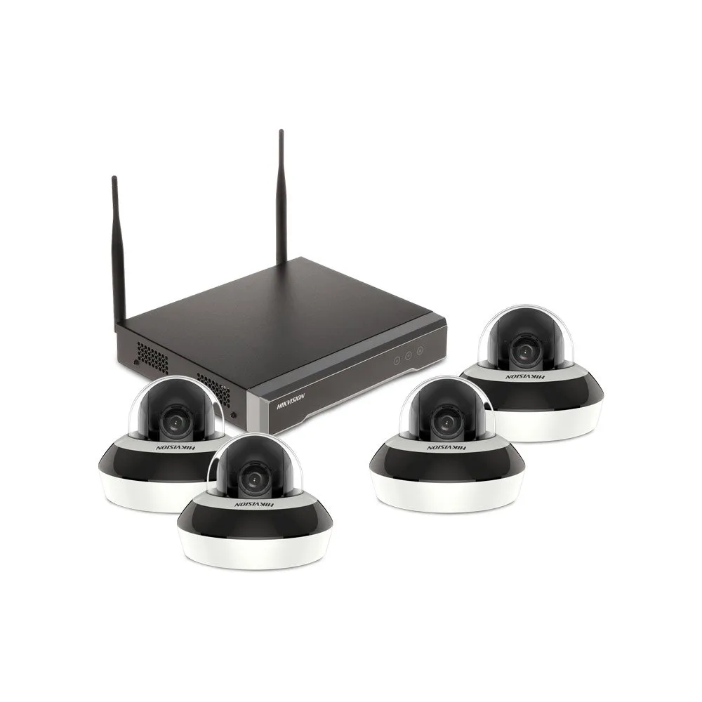 Sistem supraveghere IP interior HikVision KIT-HK-B4EXT2MP20IR-A-P, 4 camere, 2 MP, 2.8 - 12 mm, IR 20 m, PoE, slot card, microfon