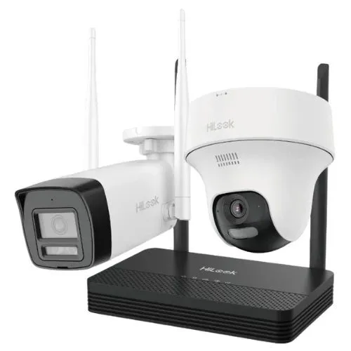 Sistem supraveghere IP Wireless Hikvision HiLook IKS-2042BTH-PH/W, 2 camere 2MP, NVS, IR 30m, audio bidirectional, slot microSD