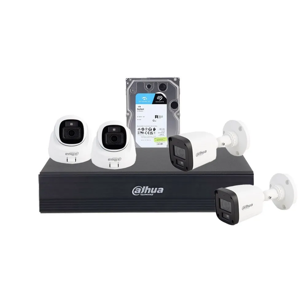 Sistem supraveghere mixt Dahua DH-4MXTIR20-2MP-1TB, 2 MP, 2.8/3.6 mm, IR 20 m, HDD 1 TB