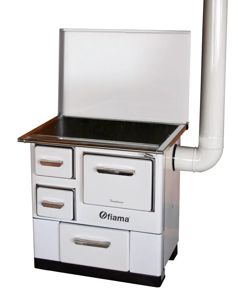 Soba de gatit si incalzit FIAMA SD 3 DP, 7 Kw, cu cuptor de gatit si plita, evacuare partea dreapta, culoare alb