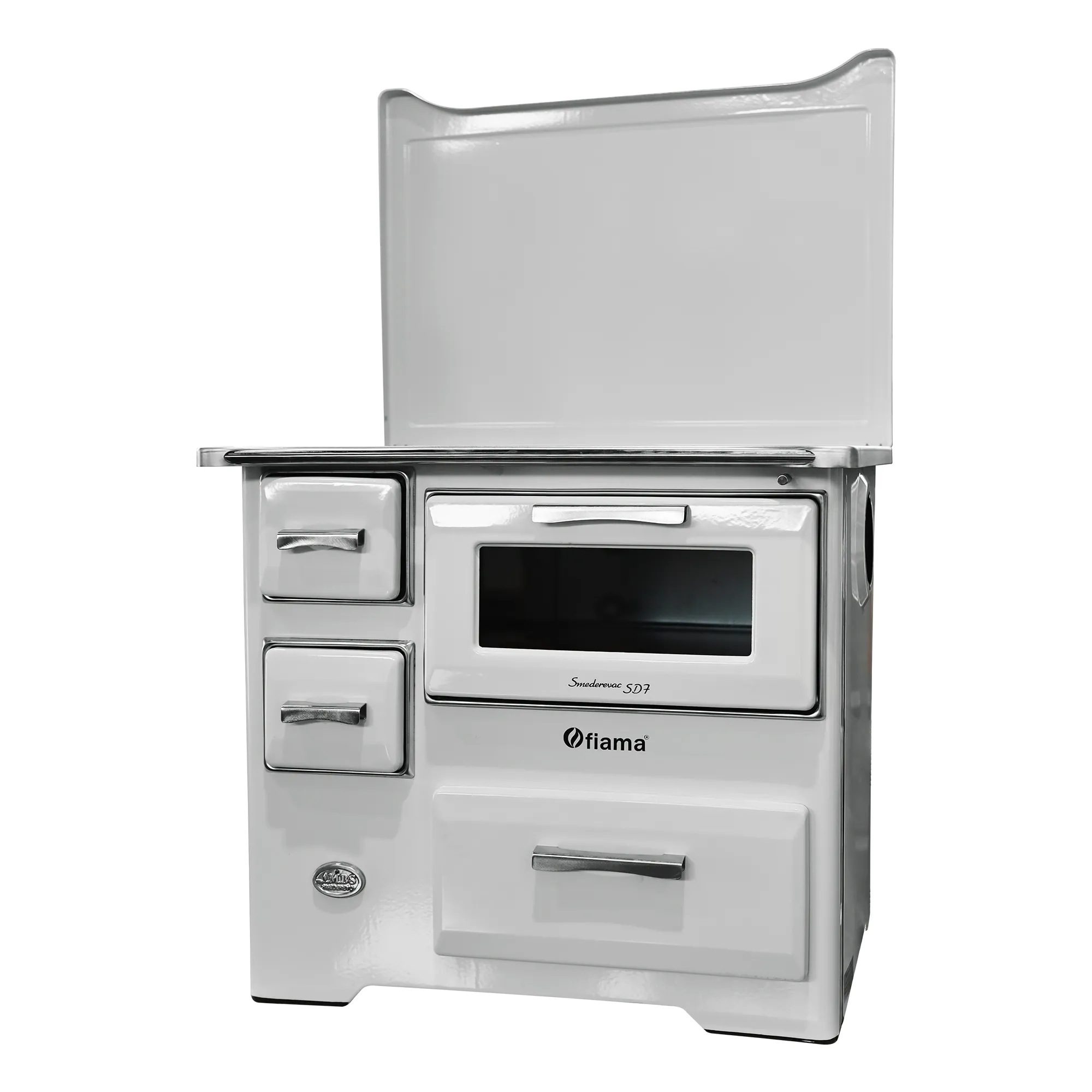 Soba de gatit si incalzit FIAMA SD 7 RS D, 7 Kw, cu cuptor de gatit si plita, culoare alb, evacuare partea dreapta