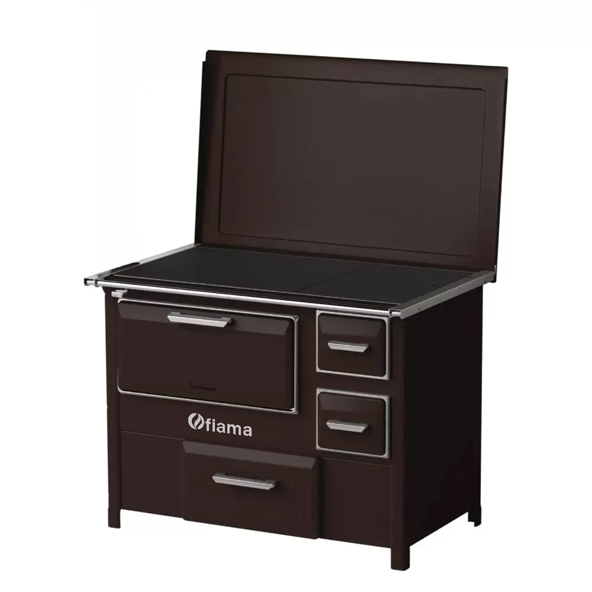 Soba de gatit si incalzit FIAMA SD 9 SL S, 7 Kw, cu cuptor de gatit si plita, culoare maro, evacuare partea stanga