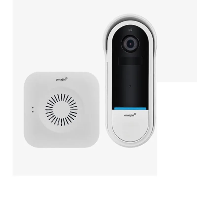 Sonerie usa Omajin, Detectare miscare, Control vocal, 5MP, 2K, 6700 mAh, IP65, 85 dB, Alb