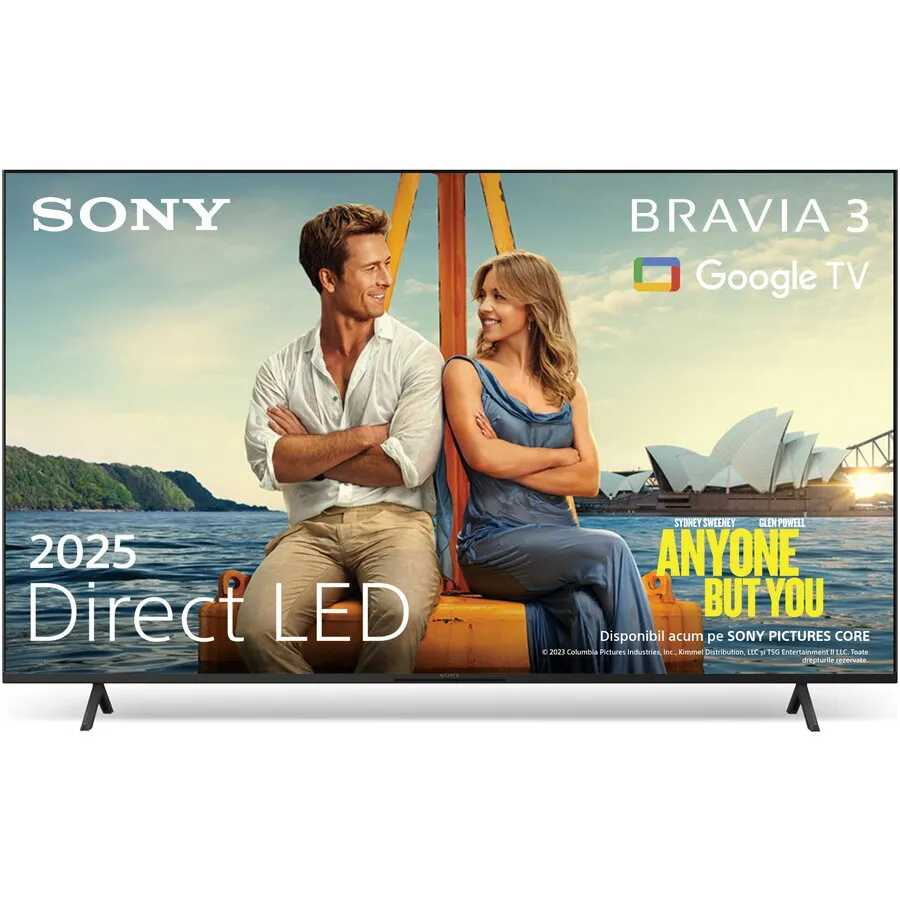 Sony Televizor Sony Bravia 3 LED 85S35, 215 cm, Smart Google TV, 4K Ultra HD, Clasa E (Model 2025), Negru