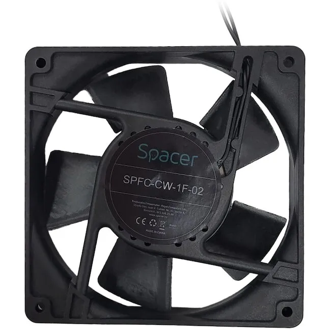 spacer Ventilator Carcasa Spacer SPFC-CW-1F-02, 1U pentru rack 19 inch, 120 mm, viteza 2300 RPM, Negru