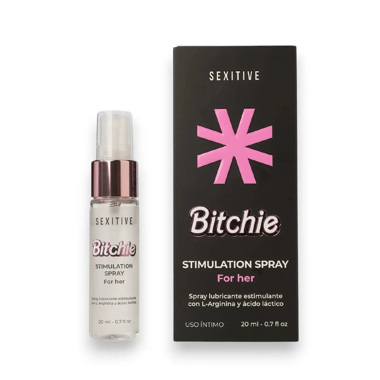 Spray intim SEXITIVE Bitchie, ajută la stimularea zonelor intime, cu efect de încălzire, conține acid lactic, 20 ml