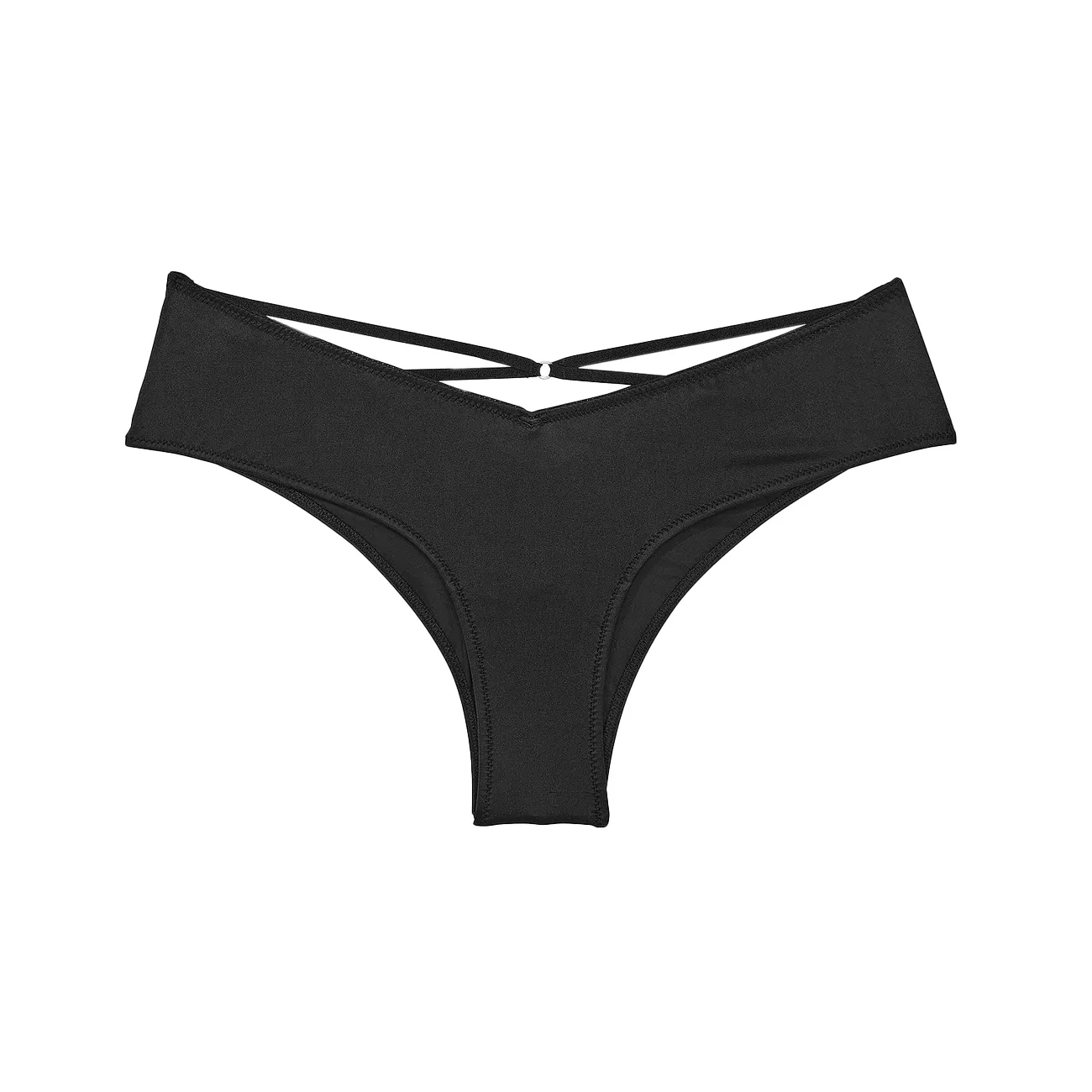 Strappy-back high-leg cheeky panty - black Xs