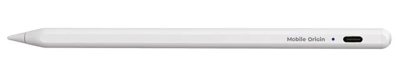 Stylus Pen Mobile Origin PE1, Activ, Autonomie 10h, 130mAh, Varf rezerva inclus, USB-C, Alb