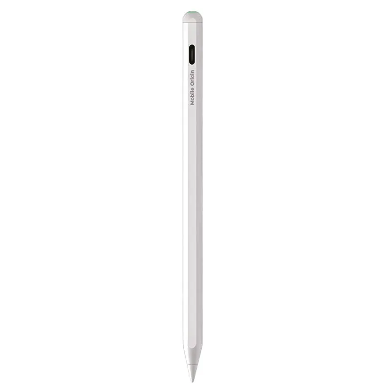 Stylus Pen Mobile Origin PE2, Activ, Autonomie 10h, 90mAh, Varf rezerva inclus, Wireless / USB-C, Alb