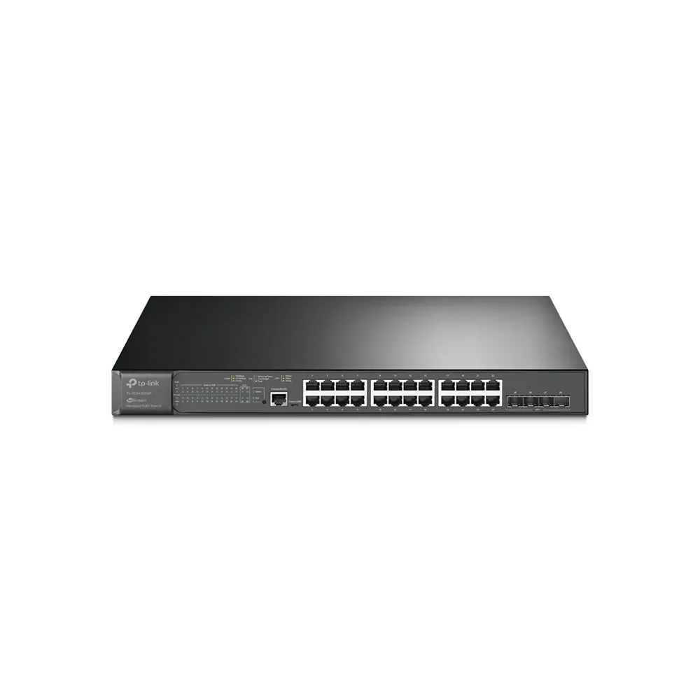 Switch 28 porturi Gigabit JetStream TP-Link TL-SG3428XMP, 128 Gbps, 4x SFP+, 384 W, L2/L2+, Omada SDN, PoE+, cu management