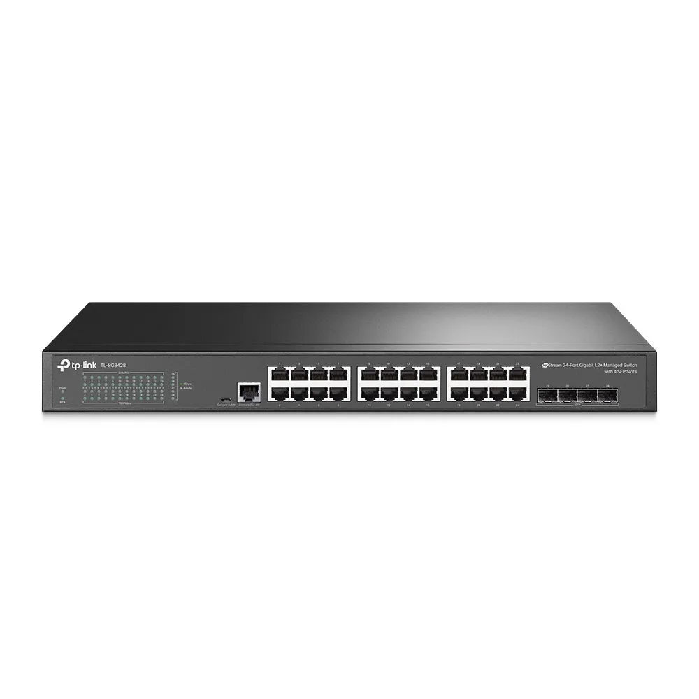 Switch cu 24 porturi Gigabit TP-Link Omada TL-SG3428X, 4 porturi SFP+, 128 Gbps, 95.23 Mpps, 16.000 MAC, cu management