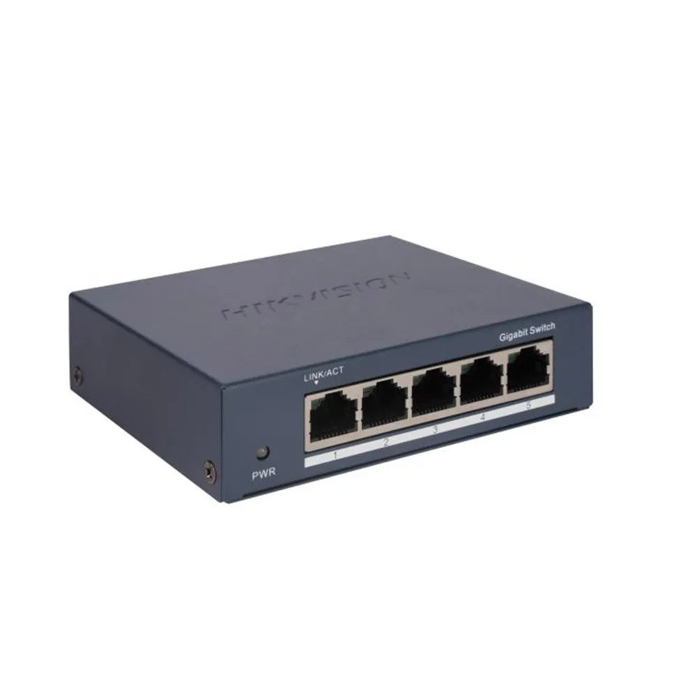 Switch cu 5 porturi Gigabit Hikvision DS-3E0505-O, 10 Gbps, 7.44 Mpps, 2.000 MAC, fara management