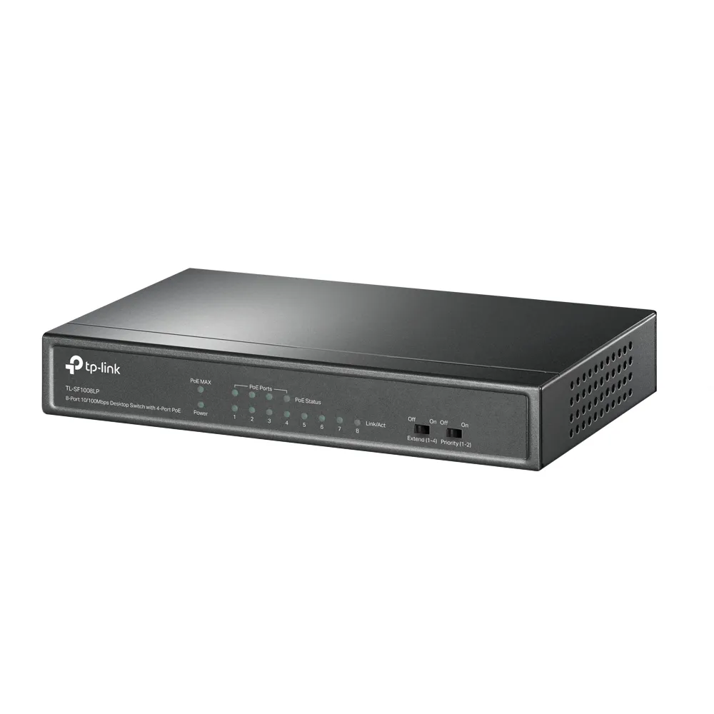 Switch cu 8 porturi TP-Link TL-SF1008LP, 2000 MAC, 4 porturi PoE, 250 m, 1.6 Gbps, fara management