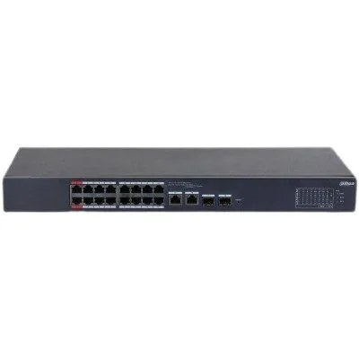 Switch PoE Dahua 16+2 Port, PoE 16x RJ45 10/100, Combo: 2x RJ45 10/100/1000 2x SFP 1000, 135 W, Cloud Management