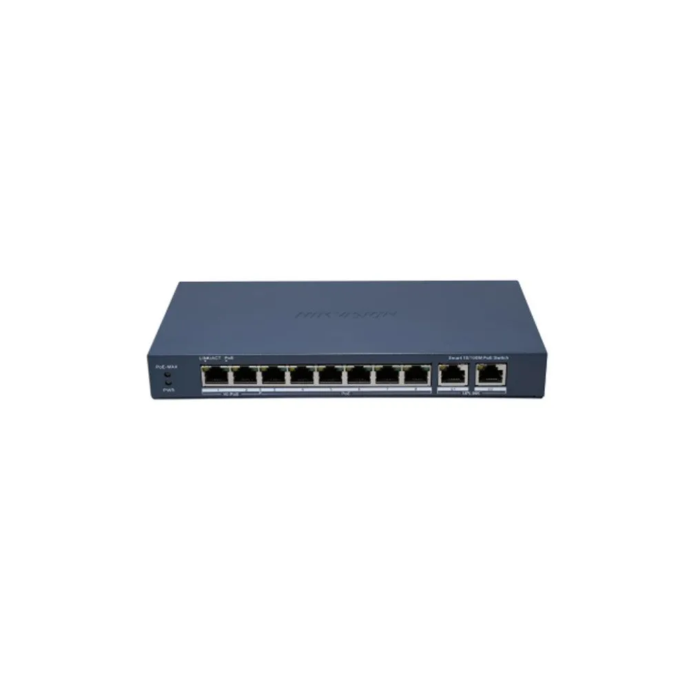 Switch PoE Hikvision DS-3E1310HP-EI(B), 8 porturi, 2 Porturi Gigabit Uplink, Hi-PoE 90W, 9.06 Gbps, cu management smart