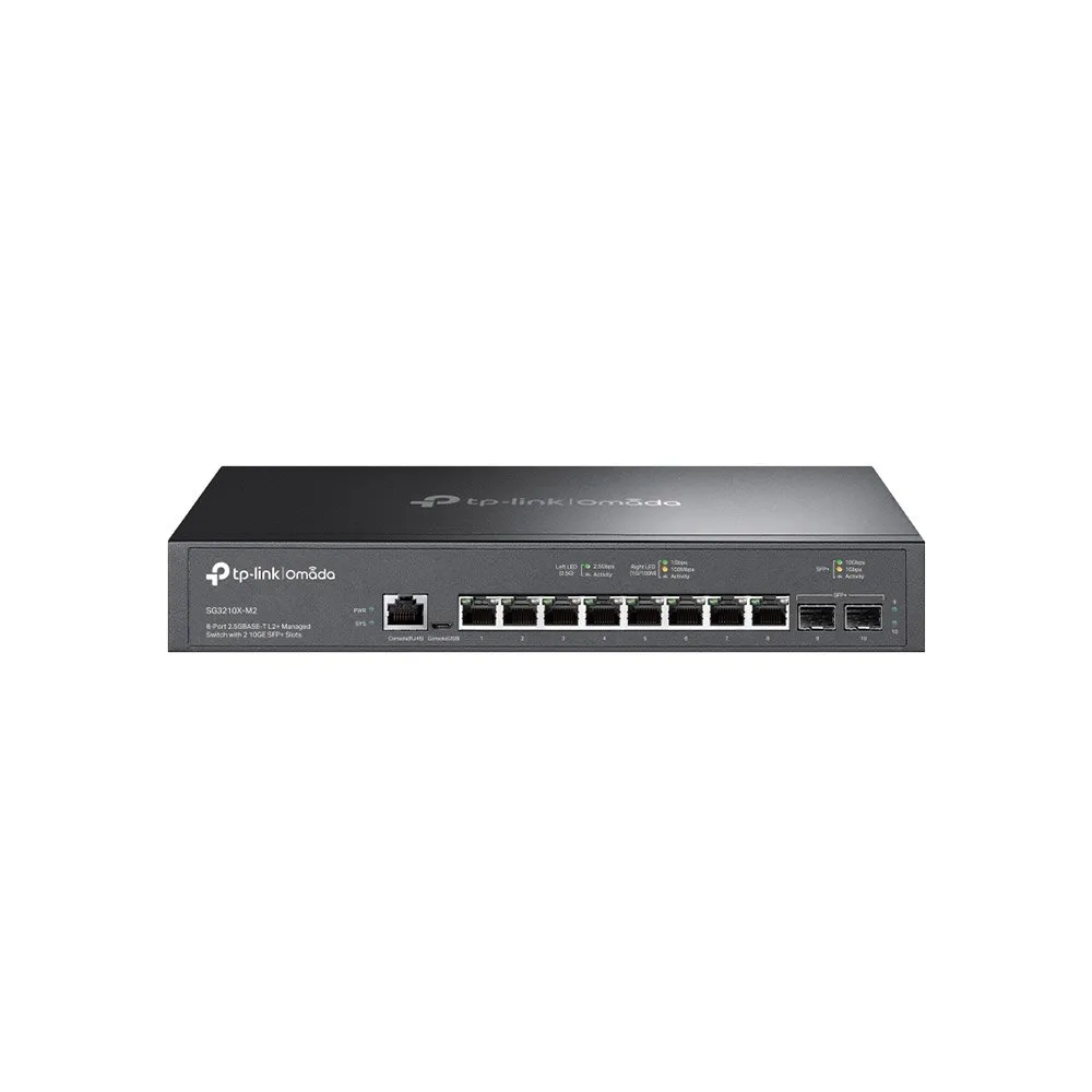 Switch rackabil TP-Link Omada SG3210X-M2, 8 porturi, 2.5G, 2x SFP+ 10G, 80 Gbps, L2+, cu management
