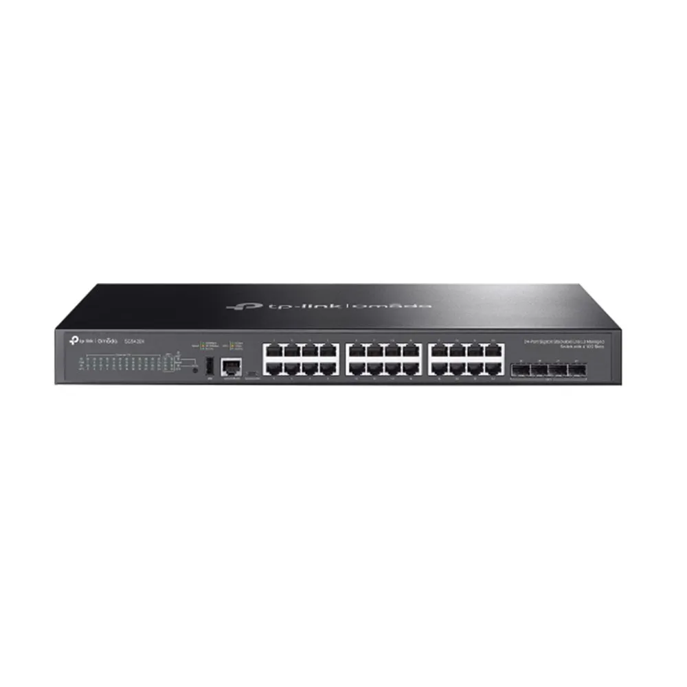 Switch rackabil Gigabit cu 24 porturi Omada TP-Link SG5428X, 4× 1/10 Gbps SFP+, MAC 16K, 128 Gbps, cu managememt