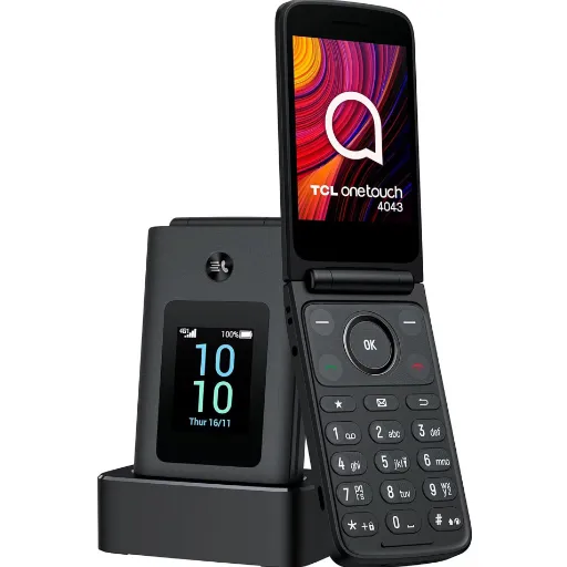 TCL Telefon mobil pliabil TCL T313D1 OneTouch 4043D, t3.2, 48MB RAM, 128 MB, 4G LTE, Dual SIM, Unisoc T107, Gri