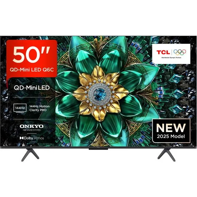 TCL Televizor Smart TCL 50Q6C, QD-Mini LED, 50, 127 cm, 4K Ultra HD, Dolby Digital Plus, Negru