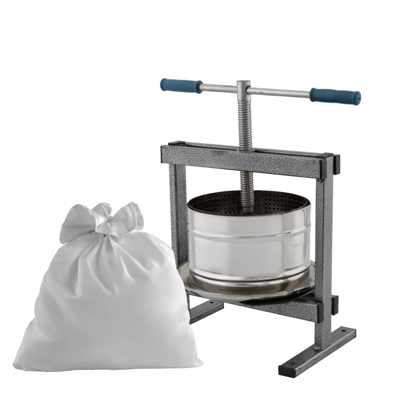 Teasc struguri inox VILEN 10L, cu ax filetat si tava colectare, presare manuala, uz gospodaresc, sac Colectare Inclus