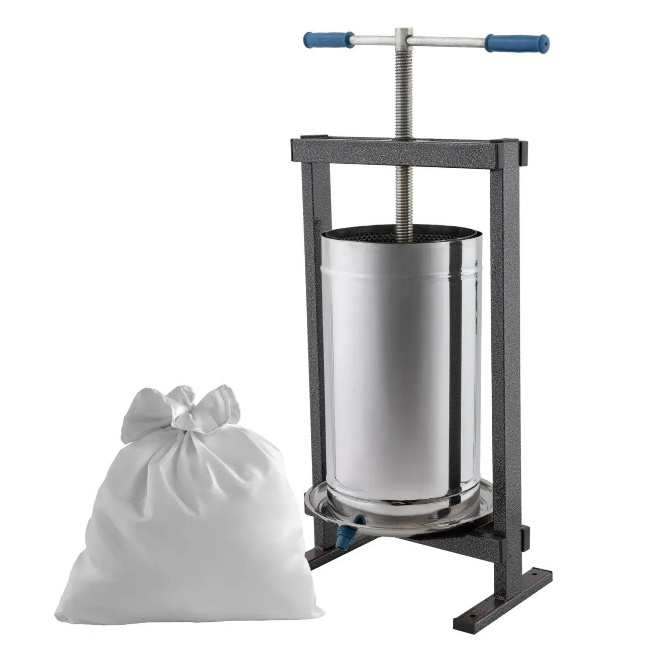 Teasc struguri inox VILEN 25L, cu ax filetat si tava colectare, presare manuala, uz gospodaresc, sac Colectare Inclus