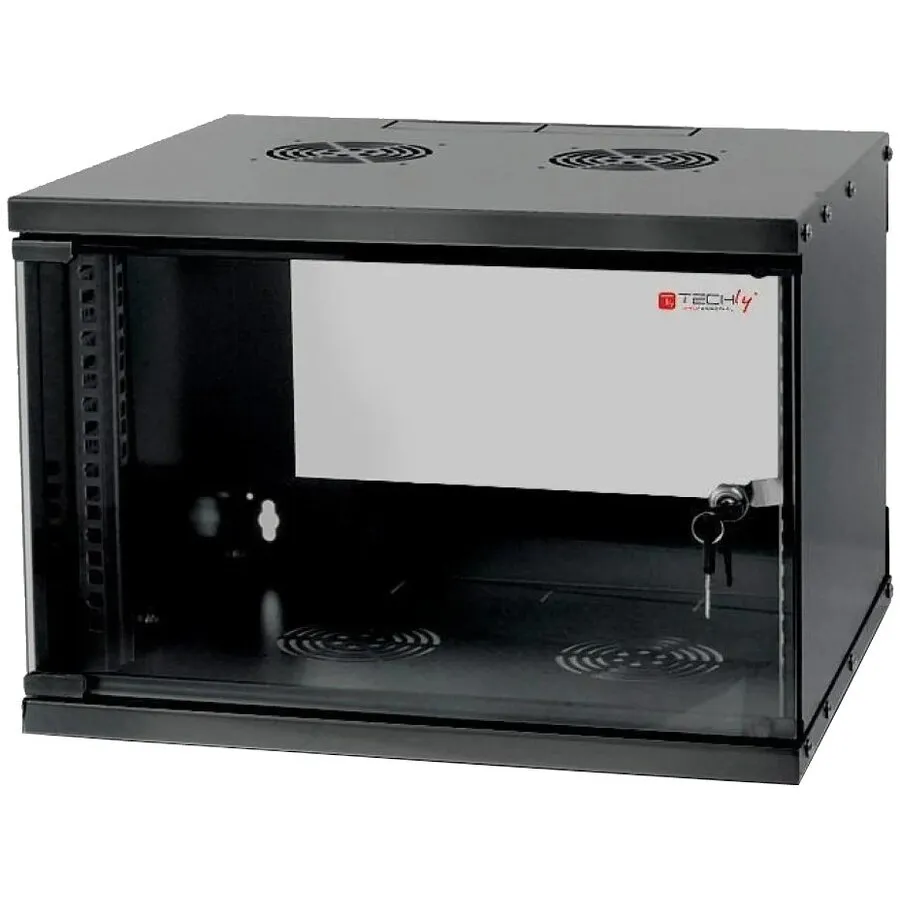 TECHLY Dulap rack de perete 19 6U D450 negru asamblat