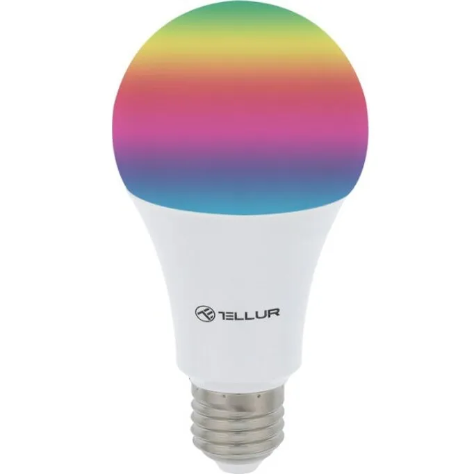 Tellur Bec inteligent LED Tellur, Wireless, E27, 10W, 1000lm, Lumina Alba/Calda/RGB, Reglabil, clasa energetica F
