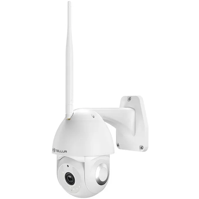 Tellur Camera de supraveghere Tellur Smart TLL331451 WIFI Exterior UltraHD, 3MP, Autotraking, Night Vision, Detectarea miscarilor, Two-Way Audio, Alarma sonora, Pan 360 grade, Control Vocal, Stocare Cloud, Alb
