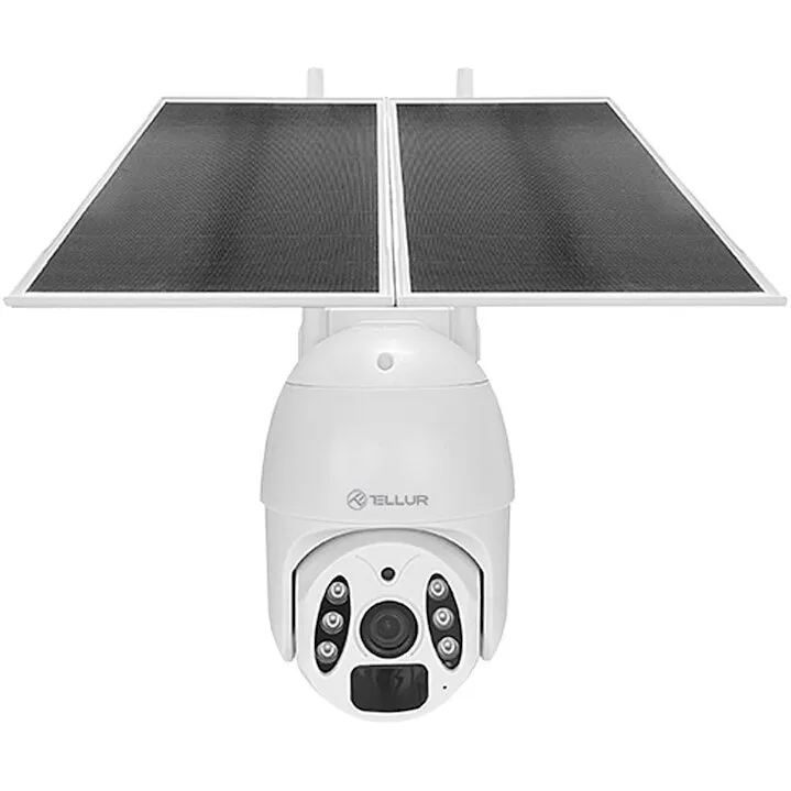Tellur Camera de supraveghere Tellur Smart TLL331551, Pan & Tilt , 3MP, 2K UltraHD, Exterior, Detectarea miscarilor PIR, Color Night Vision, IR, Panou solar 20W, 19200 mAh, Aplicatie, Alb