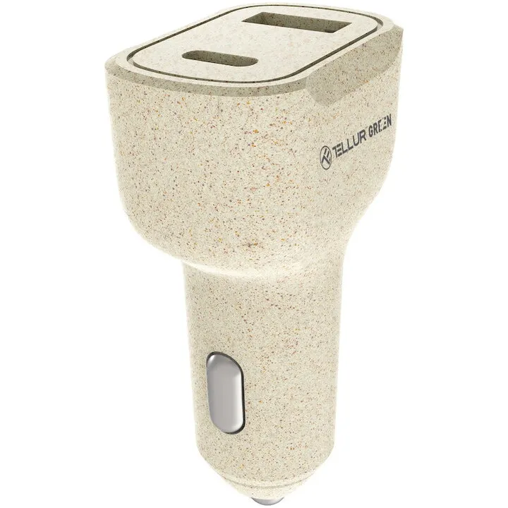 Tellur Incarcator auto Tellur Green 36W 6A (PD18W + QC 3.0), crem