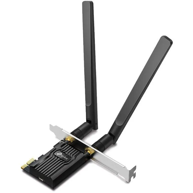 TP-LINK Adaptor retea TP-LINK Archer TX20E AX1800, extern, wireless 2.4 GHz - 5 GHz, PCI-E port, Viteza 1800 Mbps, WI-FI 6 si Bluetooth 5.2, Antena externa x 2, Archer TX20E
