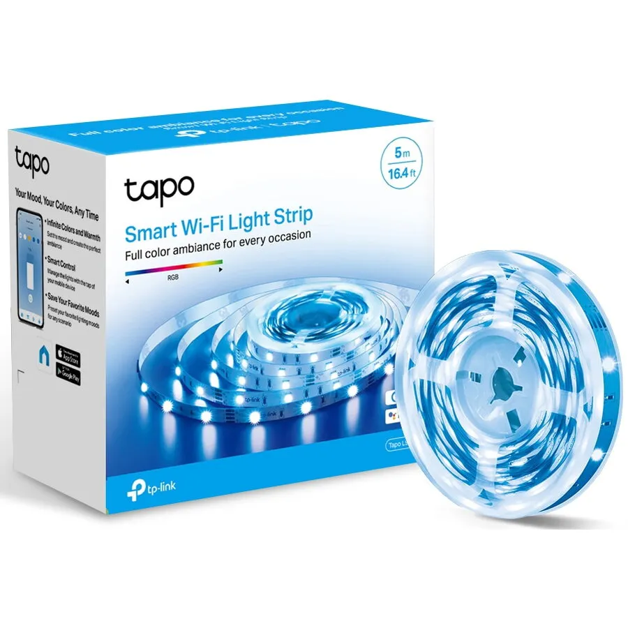 TP-LINK Banda LED RGB inteligenta TP-LINK Tapo L900-5, Wi-Fi, control vocal, 13.5W, 2100 lm, lumina colorata, compatibil Amazon Alexa si Google Assistant, 5m