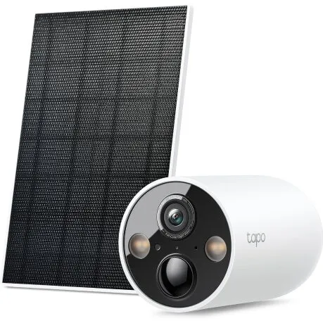TP-LINK Camera de supraveghere de exterior TP-LINK cu acumulator, IP, Include panou solar, IP66, Distanta IR 15 m, tip lentila fixa 3.15 mm, Rezolutie 3 Mpx, Wireless, Microfon, Tapo C425 KIT