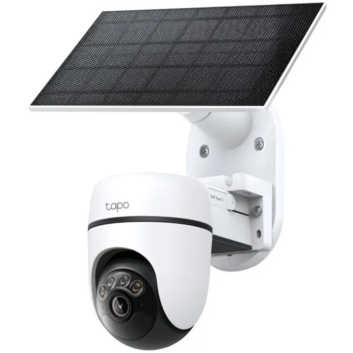 TP-LINK Camera de supraveghere Wireless cu panou solar, Tapo C630 KIT, Pan/Tilt 360 grade, 5MP, 3K (2880 × 1620 px), Color Night Vision, Smart Detection AI, Two-Way Audio, acumulator 6700mAh, IP65