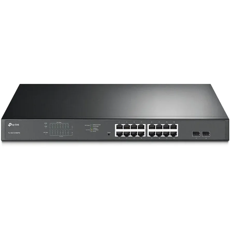 TP-LINK Comutator Switch TP-Link TL-SG1218MPE, Managed, 16 10/100/1000 Mbps RJ45 Ports, 2 Gigabit SFP Ports