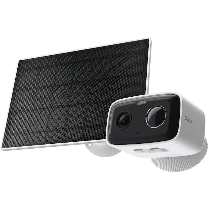 TP-LINK Kit camera de supraveghere Wireless cu panou solar Tapo C400 KIT, 2MP, 1920 x 1080, Color Night Vision, Detectie smart, Two-Way Audio, acumulator 5200 mAh, IP65