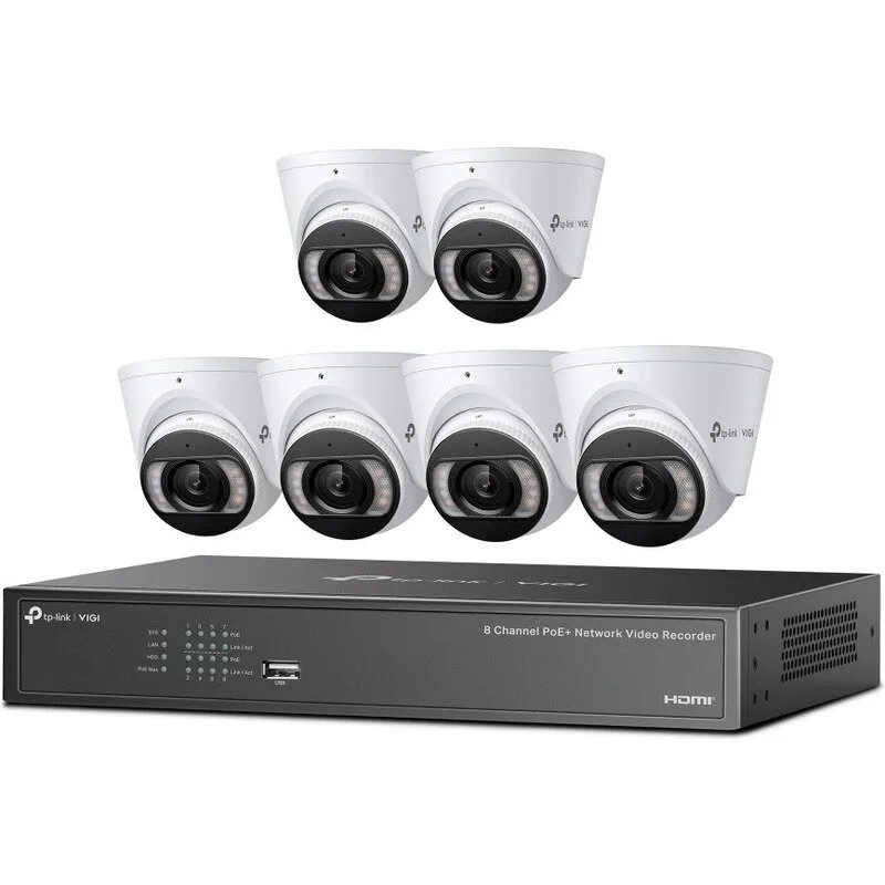 TP-LINK Kit Sistem NVR TP-Link Vigi NK8MP-T6425-2T, 6 Camere de supraveghere Turret Vigi C445, 8 canale PoE+