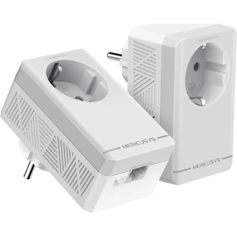 TP-LINK PowerLine Mercusys MP300P KIT, AV600 Passthrough, raza actiune 300 m, viteza transfer pana la 600 Mbps, 2 adaptoare