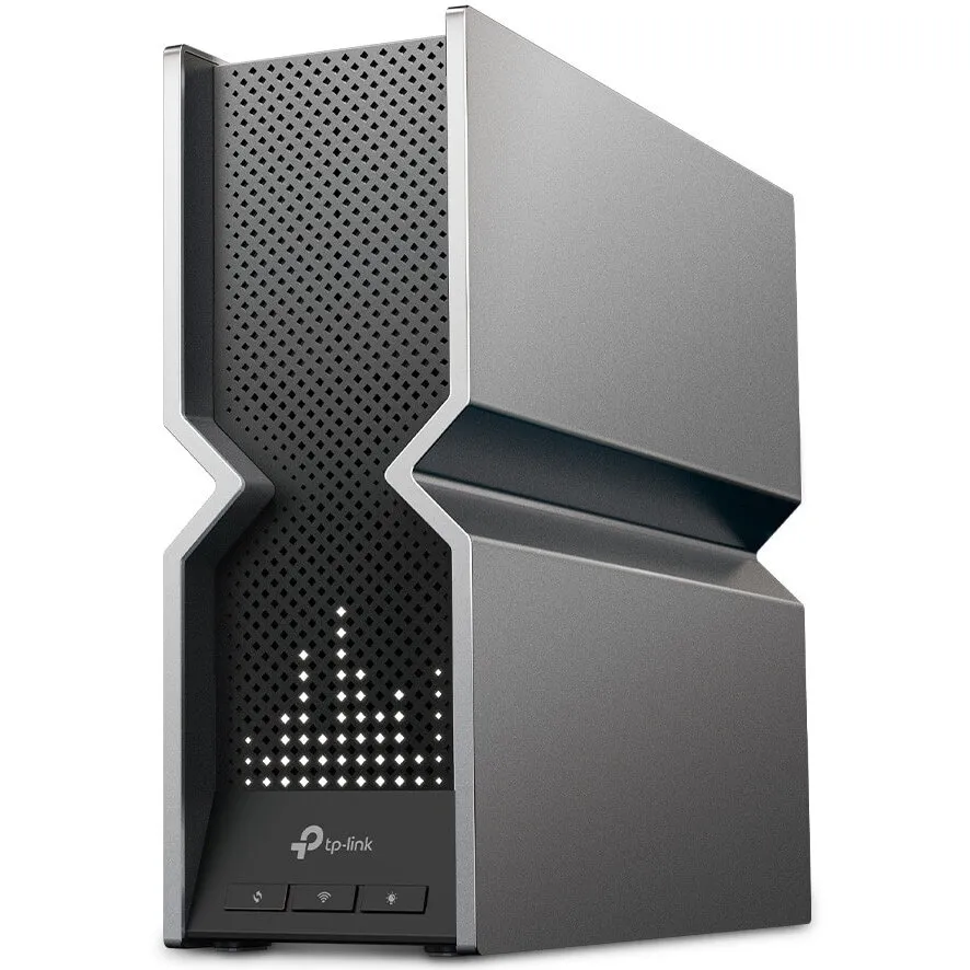 TP-LINK Router Wireless TP-Link Archer BE800, BE19000, Tri-Band, Wi-Fi 7, 2 porturi 10 Gbps + 4 porturi 2.5 Gbps, USB 3.0, EasyMesh, TP-Link HomeShield, VPN, ecran LED, Gri-Negru