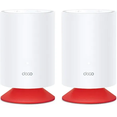 TP-LINK Sistem Mesh Wi-Fi 6 TP-Link Deco Voice X20 (2 pack), Dual-Band, Gigabit, AX1800, cu Speaker Smart incorporat, Beamforming, MU-MIMO, OFDMA, Protectie Real-Time IoT, Control Parental si Sistem Alexa integrat