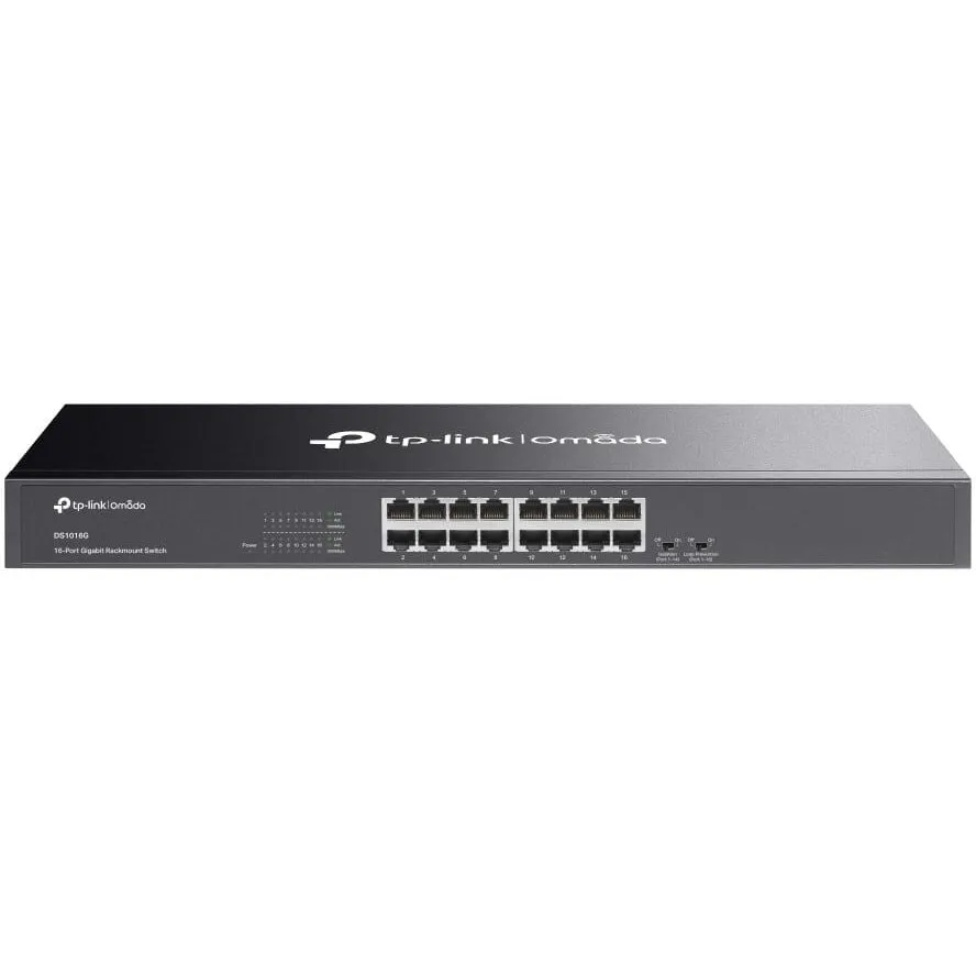 TP-LINK Switch 16 Porturi Gigabit Tp-Link Omada DS1016G, fara Management, Rackmount, Negru