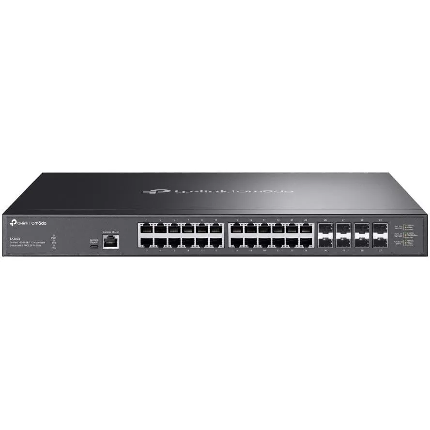 TP-LINK Switch Omada Tp-Link SX3832, 24 porturi RJ45, 8 porturi SFP+, 640Gbps, management centralizat, Negru