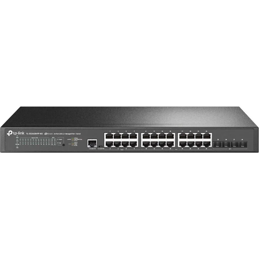 TP-LINK Switch TP-Link JetStream TL-SG3428XPP-M2, 24 porturi PoE RJ45 2.5G, Suport 10G, L2 Management, 1U
