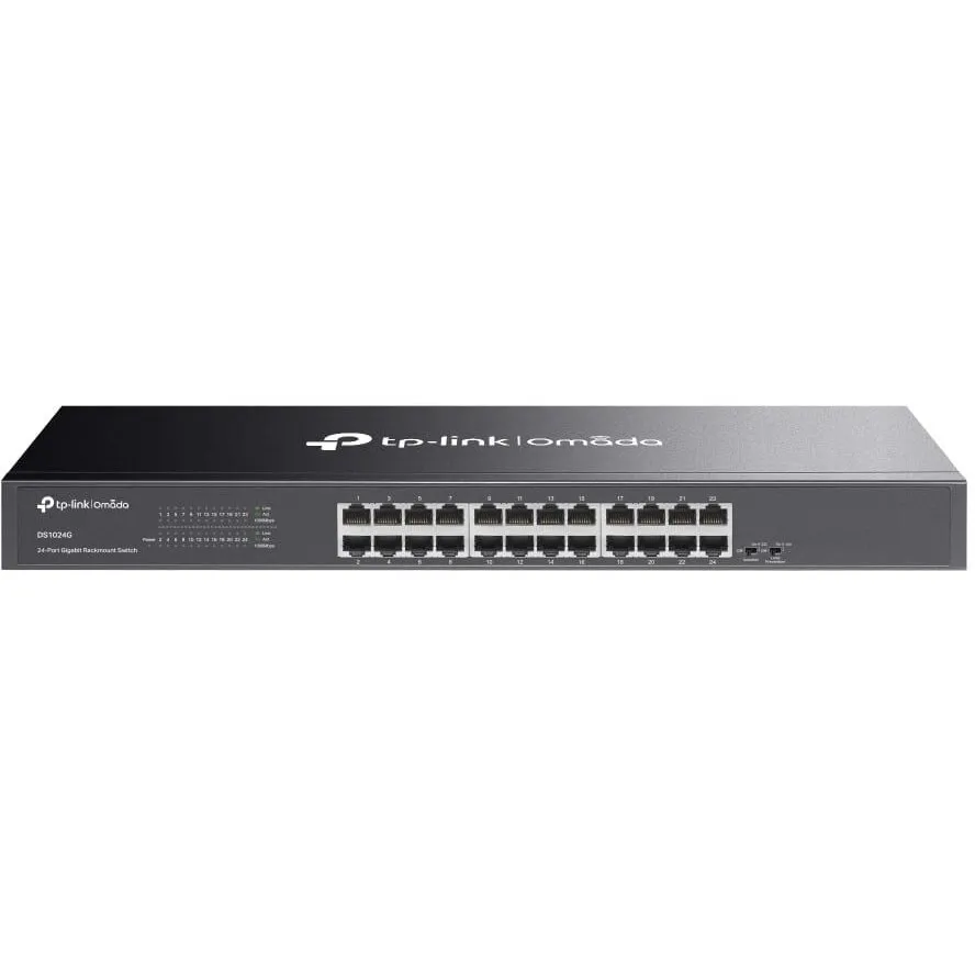 TP-LINK Switch Tp-Link Omada DS1024G, 24 porturi Gb RJ45, montare in rack 19 inch, plug and play, Negru