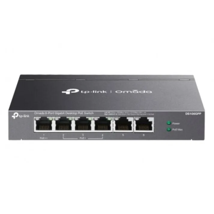 TP-LINK Switch TP-Link Omada DS106GPP, 6 porturi, Gigabit, PoE, Negru