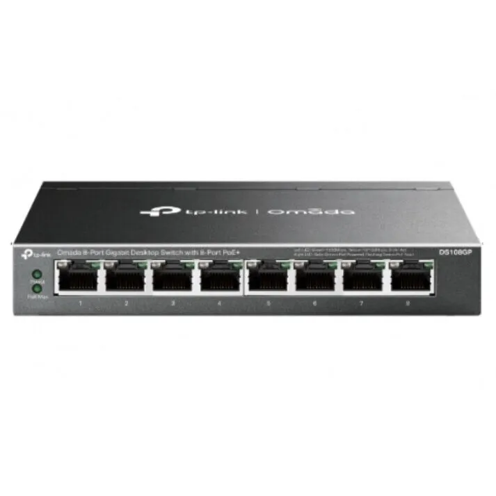 TP-LINK Switch TP-Link Omada DS108GP, 8 porturi, Gigabit, PoE+, fara management, Negru