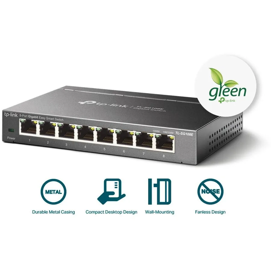 TP-LINK Switch TP-Link TL-SG108E, Easy Smart, 16Gbps Capacity,  8 porturi Gigabit