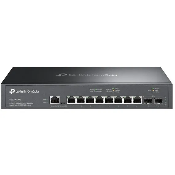TP-LINK TP-Link SG3210X-M2, comutator 8x2.5Gbps + 2x10G SFP+ + 1xport consola + 1xport Micro-USB, Rack-uri gestionabile