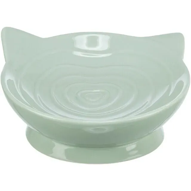 Trixie Viviana, castron ceramic ridicat ergonomic, verde, 0.15 L/ 14 cm