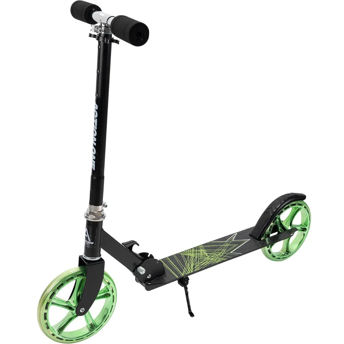 Trotineta pliabila, Action One Flow, cu cric si roti 200 mm, Verde-Negru
